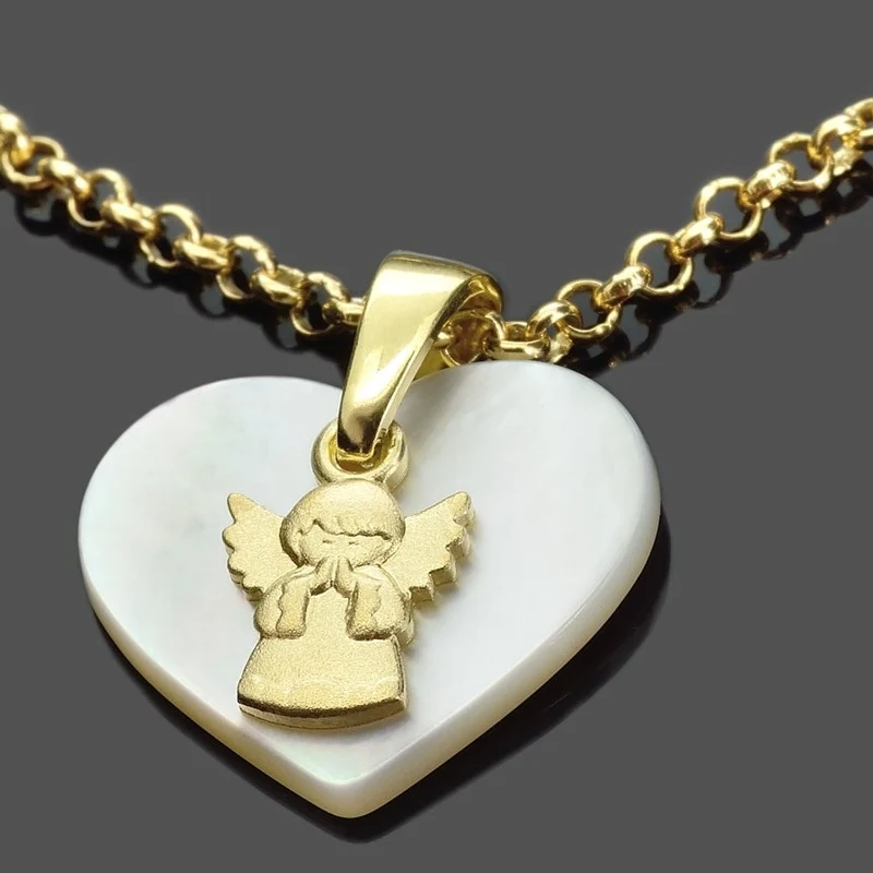 TAUFSCHMUCK MIT ENGEL IN GOLD, KETTE ZUR TAUFE, TAUFGESCHENK