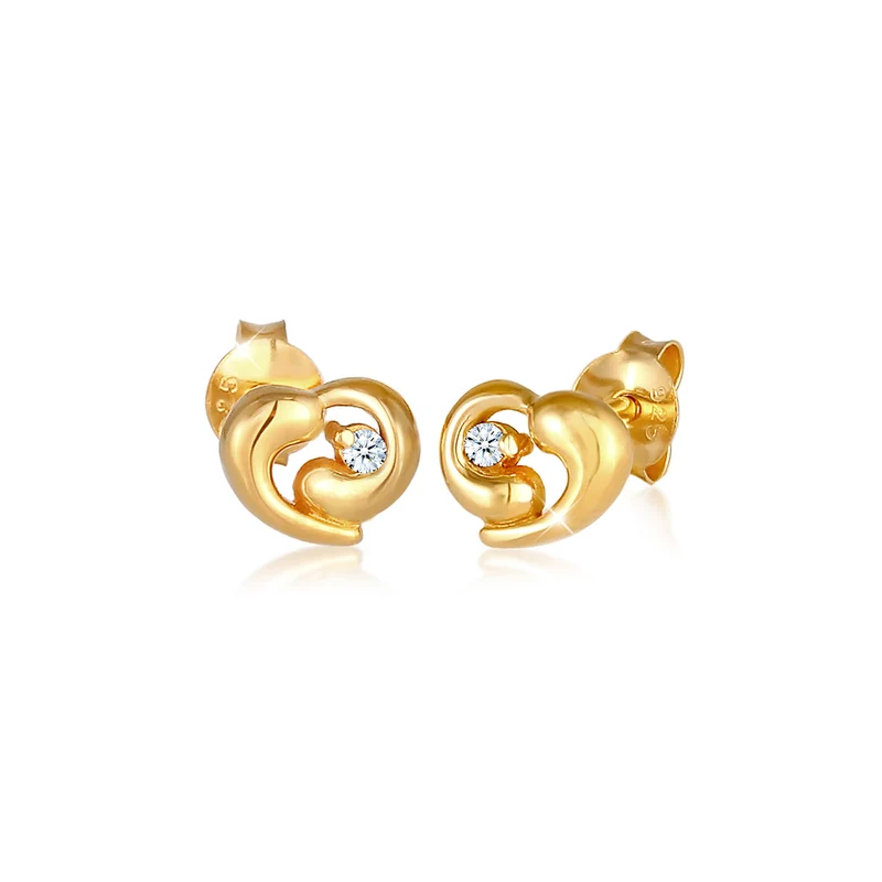 Ohrstecker Herz | Diamant ( Weiß, 0,03 ct )