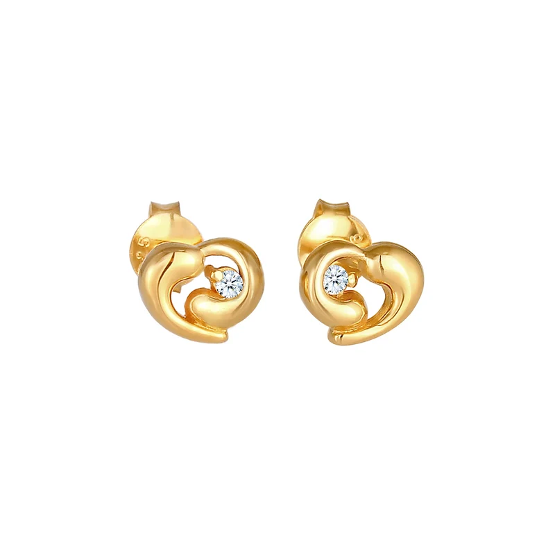 Ohrstecker Herz | Diamant ( Weiß, 0,03 ct )