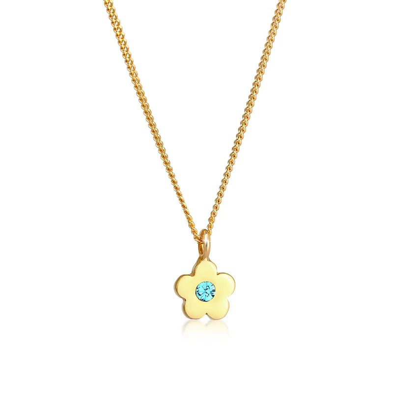 Halskette Blume | Mit Kristallen von Swarovski® (Hellblau)