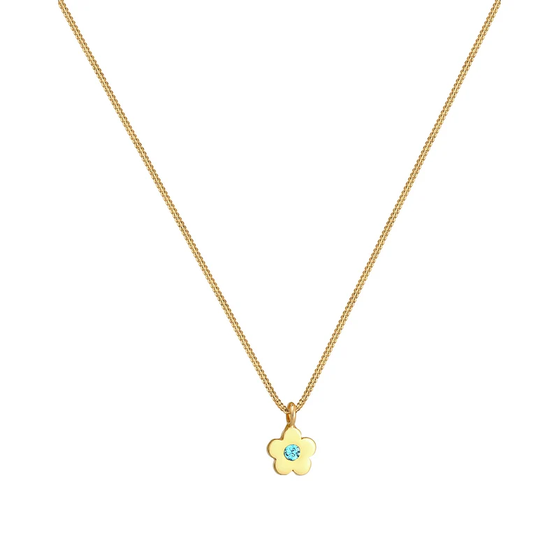 Halskette Blume | Mit Kristallen von Swarovski® (Hellblau)