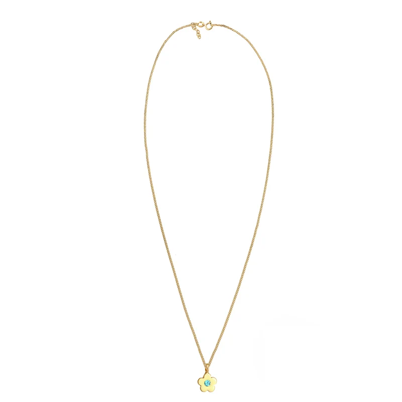 Halskette Blume | Mit Kristallen von Swarovski® (Hellblau)