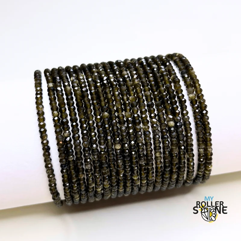 Facettiertes goldenes Obsidian-Armband