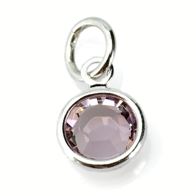 GEBURTSSTEIN, SCHMUCK STEIN, LILA ANHÄNGER, GLAS SCHMUCK