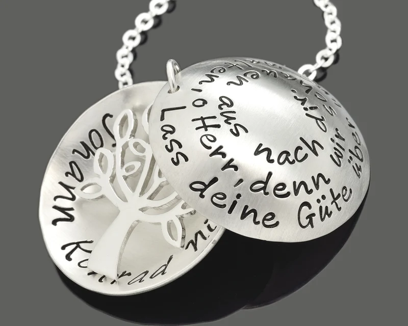 TAUFKETTE MIT LEBENSBAUM, NAMENSKETTE MIT TEXT, KETTE ZUR TAUFE