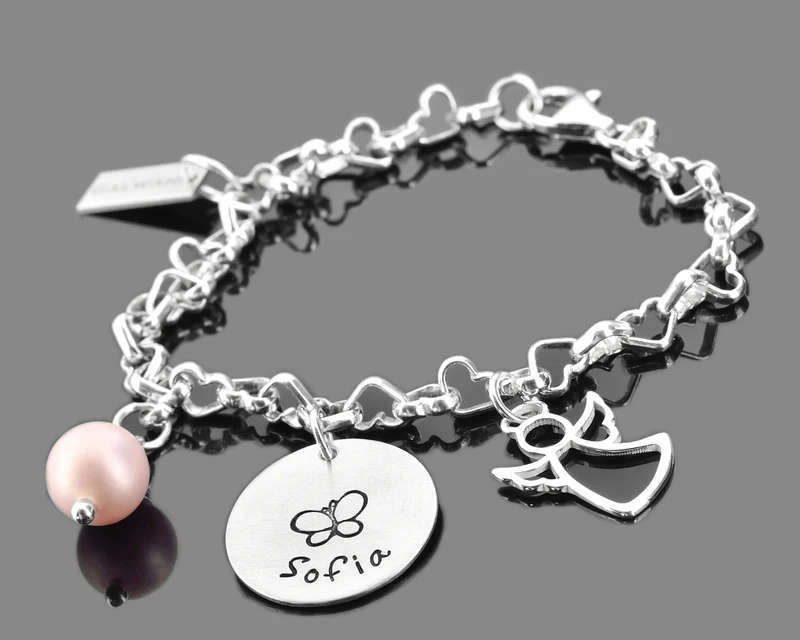 SILBERARMBAND MIT NAMEN, ENGEL SCHMUCK, SCHUTZENGEL ARMBAND