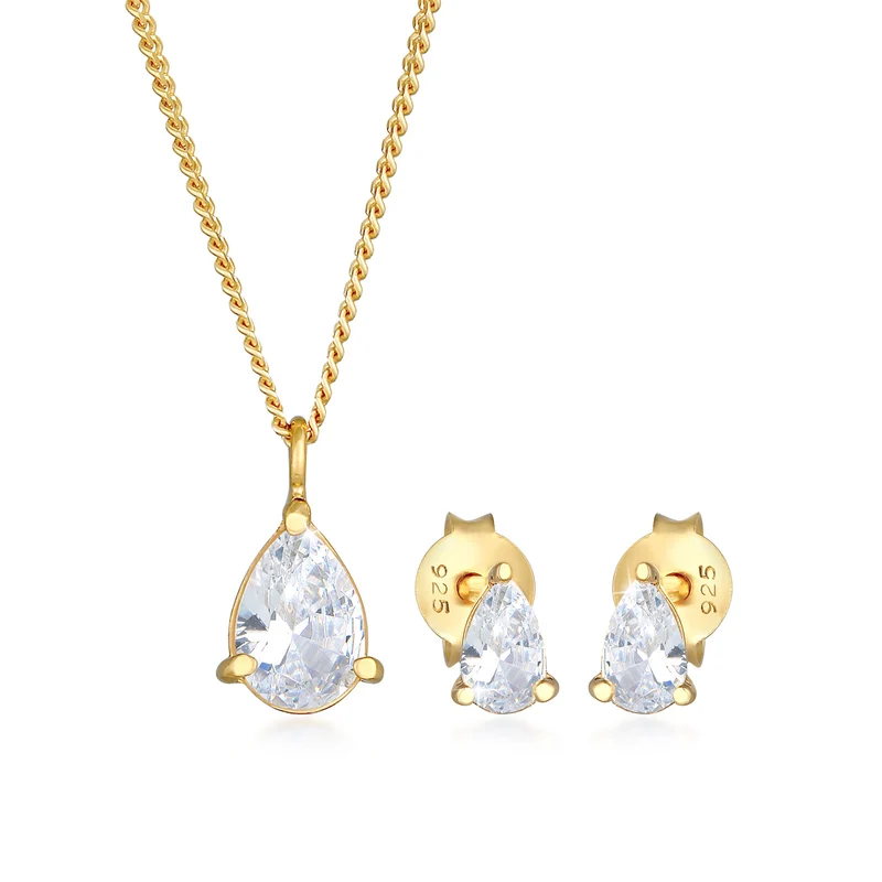 Schmuckset Tropfen | Zirkonia ( Weiß )