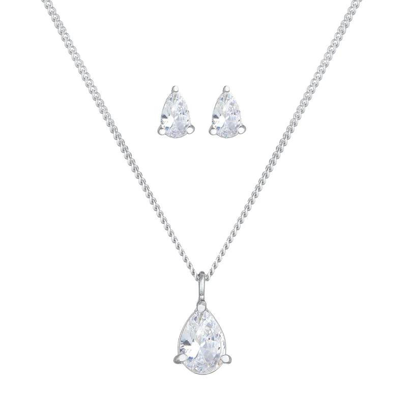 Schmuckset Tropfen | Zirkonia ( Weiß )