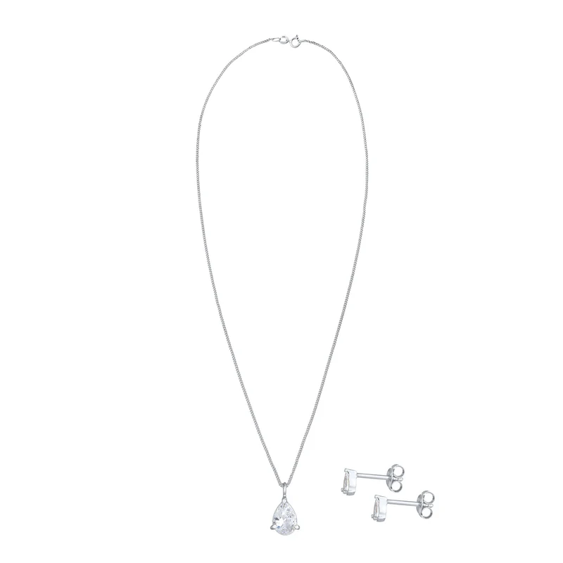Schmuckset Tropfen | Zirkonia ( Weiß )