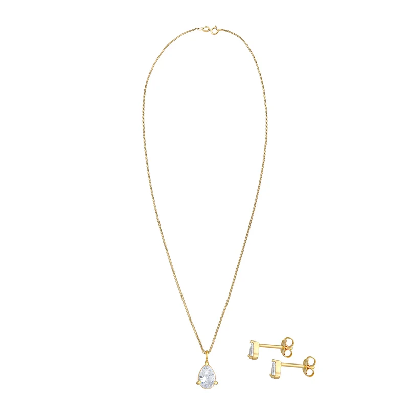 Schmuckset Tropfen | Zirkonia ( Weiß )