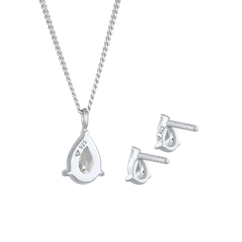 Schmuckset Tropfen | Zirkonia ( Weiß )