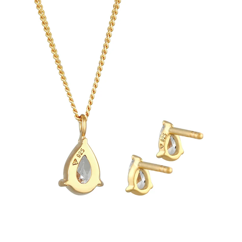 Schmuckset Tropfen | Zirkonia ( Weiß )