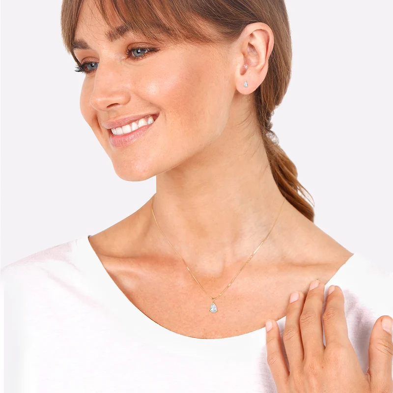 Schmuckset Tropfen | Zirkonia ( Weiß )