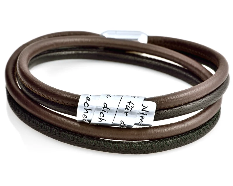 MÄNNER ARMBAND GRAVUR LEDER ARMBAND BRAUN SCHWARZ HERRENARMBAND PERSONALSIERT