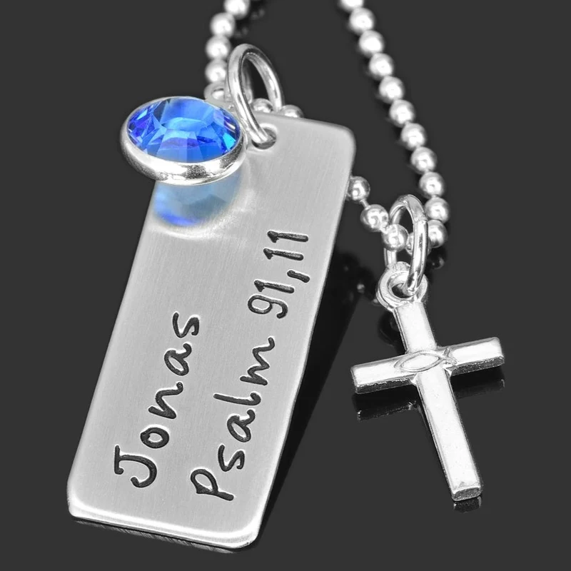 TAUFSCHMUCK JUNGE HALSKETTE 925 SILBER KREUZ TAUFKETTE MIT NAMEN