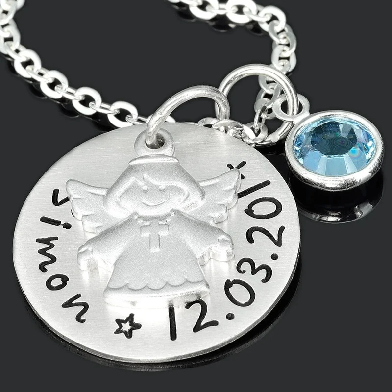 TAUFKETTE JUNGEN GRAVUR TAUFSCHMUCK 925 SILBER NAMEN SCHMUCK TAUFE ENGEL