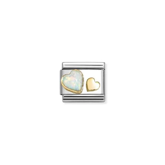 Classic Gold White Opal & Heart Love & Hearts Charms
