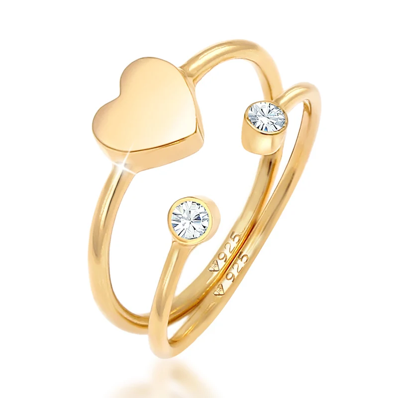 Ringset Herz | Mit Kristallen von Swarovski® (Weiß)