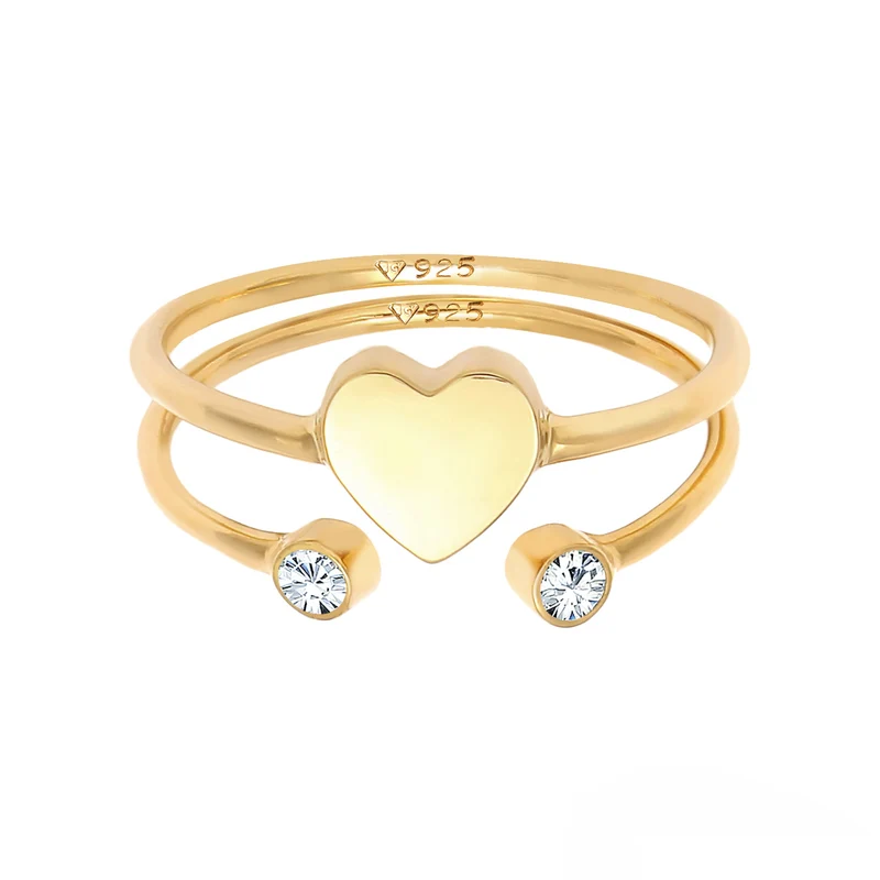 Ringset Herz | Mit Kristallen von Swarovski® (Weiß)