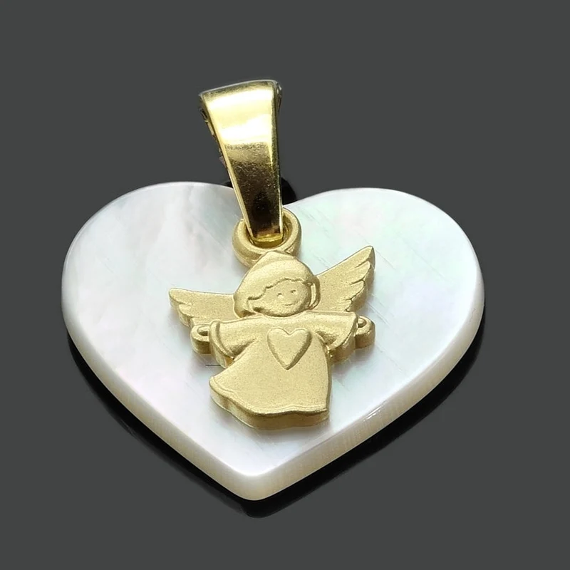SCHUTZENGEL ANHÄNGER GOLD, HERZ MIT ENGEL, KETTENANHÄNGER