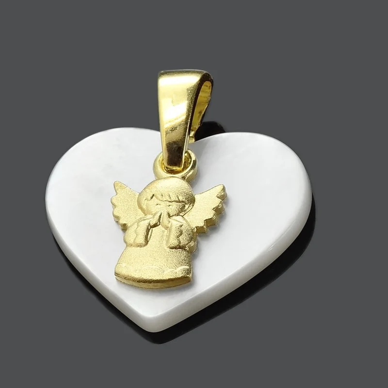 ENGEL ANHÄNGER, KETTENANHÄNGER HERZ MIT ENGEL, GOLD ENGELSCHMUCK