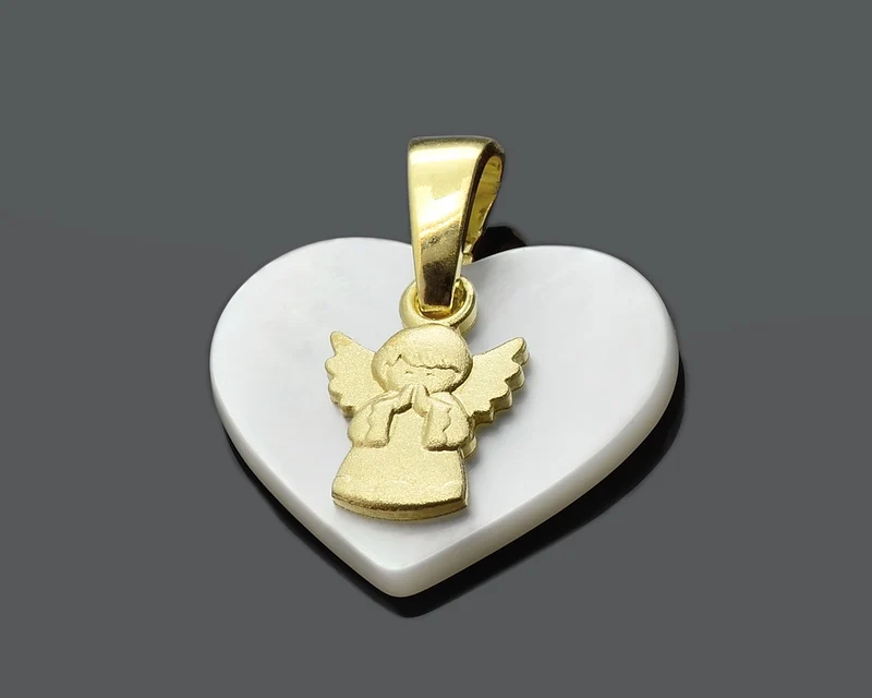 ENGEL ANHÄNGER, KETTENANHÄNGER HERZ MIT ENGEL, GOLD ENGELSCHMUCK