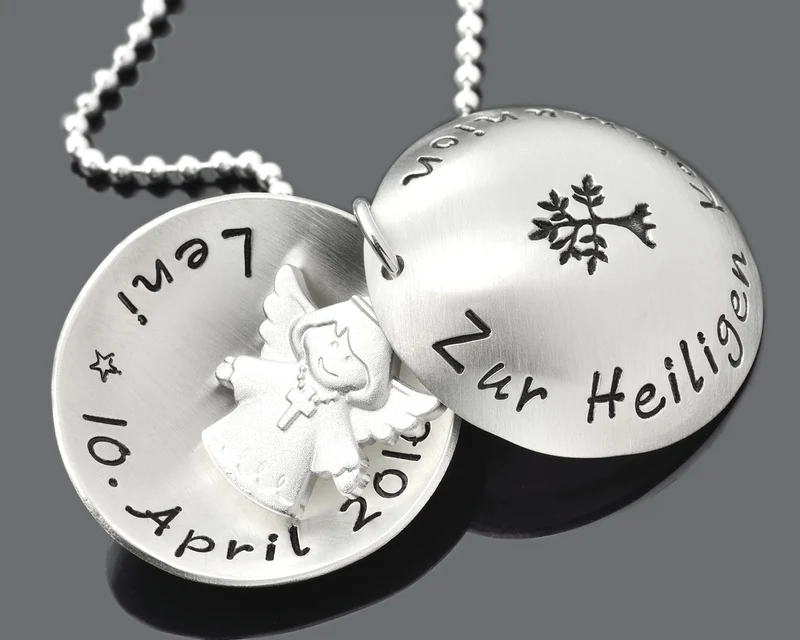 KOMMUNION SCHMUCK, KETTE MIT GRAVUR, KETTE MIT ENGEL