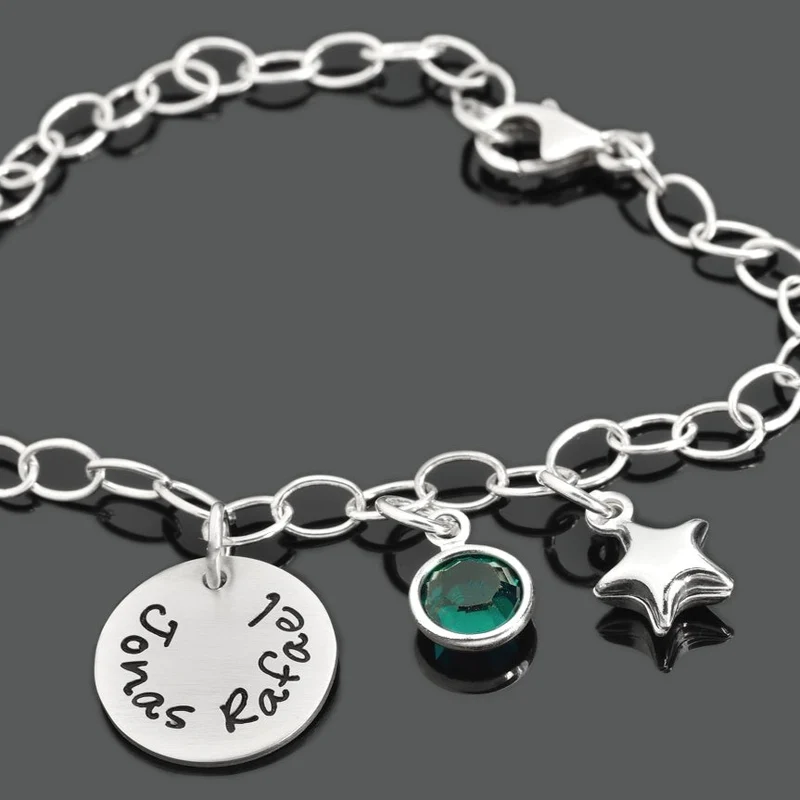 SCHMUCK MIT GRAVUR, KINDERARMBAND MIT NAMEN, NAMENSARMBAND, STERNEN SCHMUCK