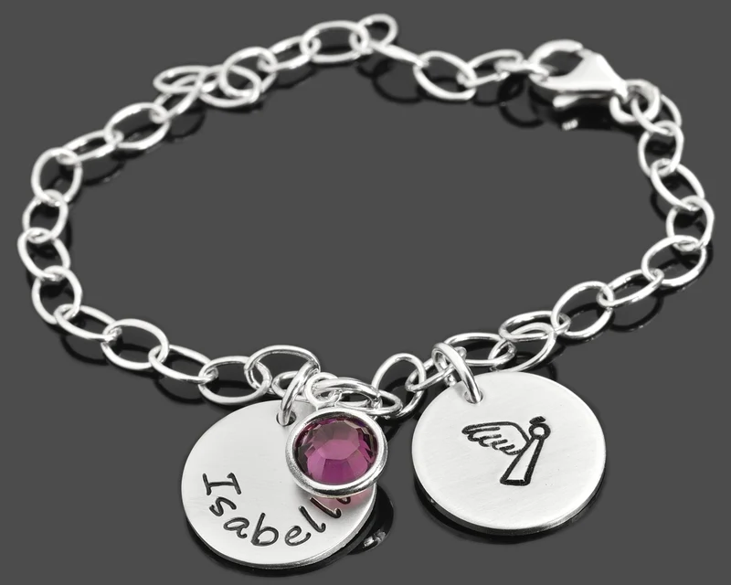 SILBERSCHMUCK GRAVUR, TAUFARMBAND MIT GRAVUR, NAMENSSCHMUCK, TAUFE