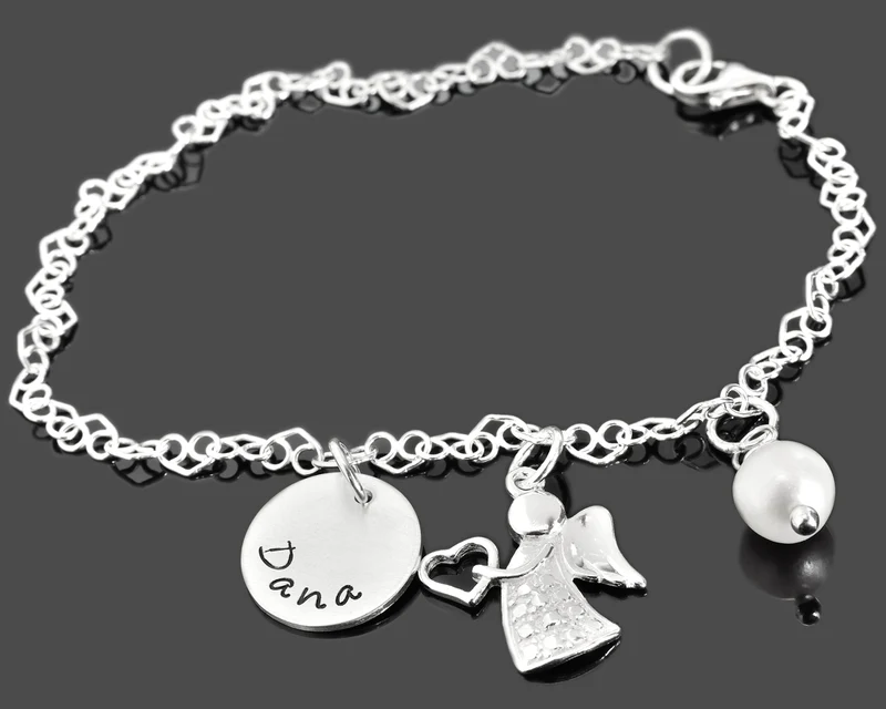 SILBERSCHMUCK MIT GRAVUR, ARMBAND MIT ENGEL, SCHUTZENGEL