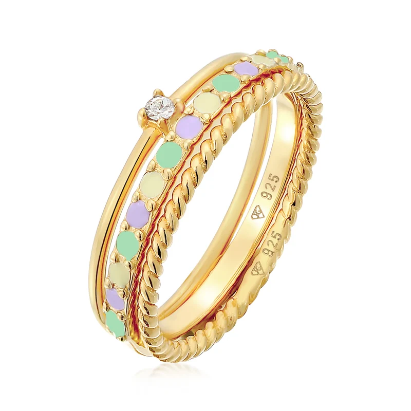 Ringset | Mit Kristallen von Swarovski® (Weiß) & Emaille