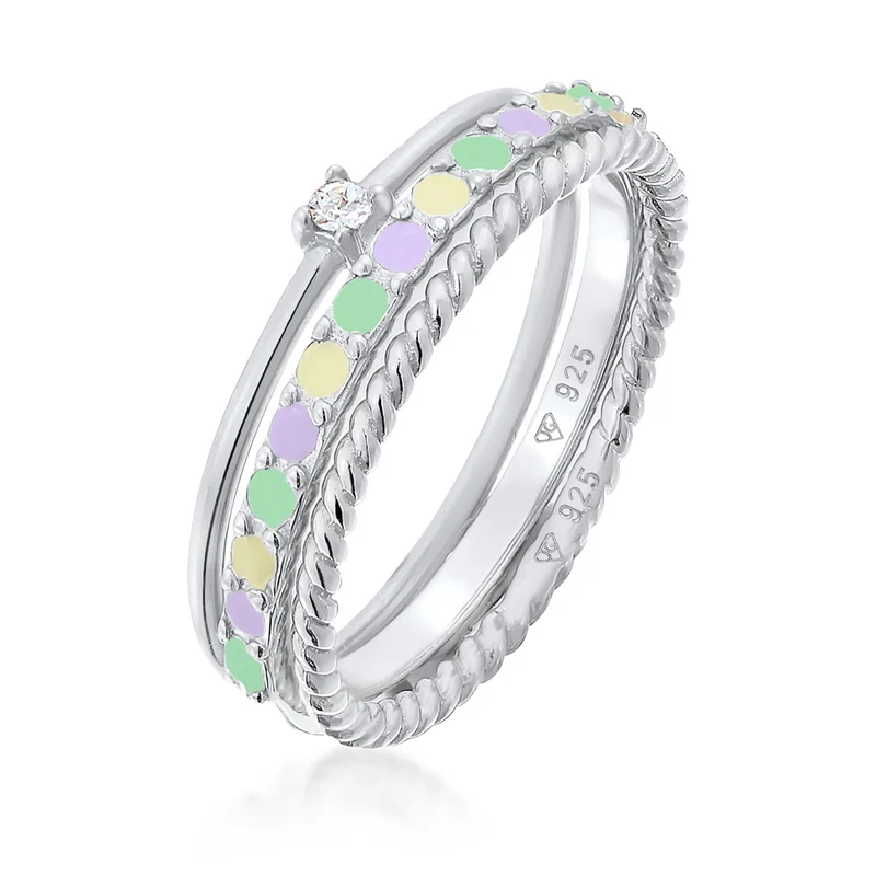 Ringset | Mit Kristallen von Swarovski® (Weiß) & Emaille