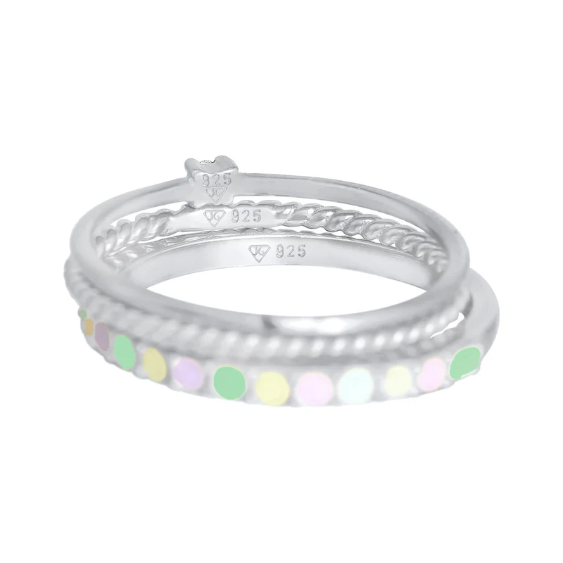 Ringset | Mit Kristallen von Swarovski® (Weiß) & Emaille