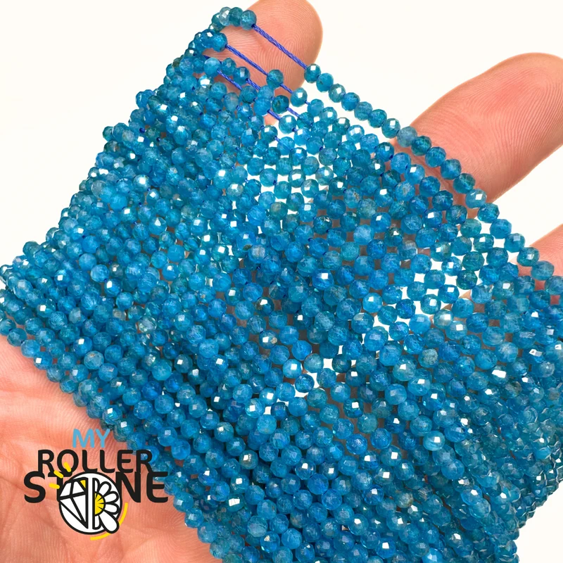 Facettierte blaue Apatitperlen 5A 2 mm, 3 mm und 4 mm