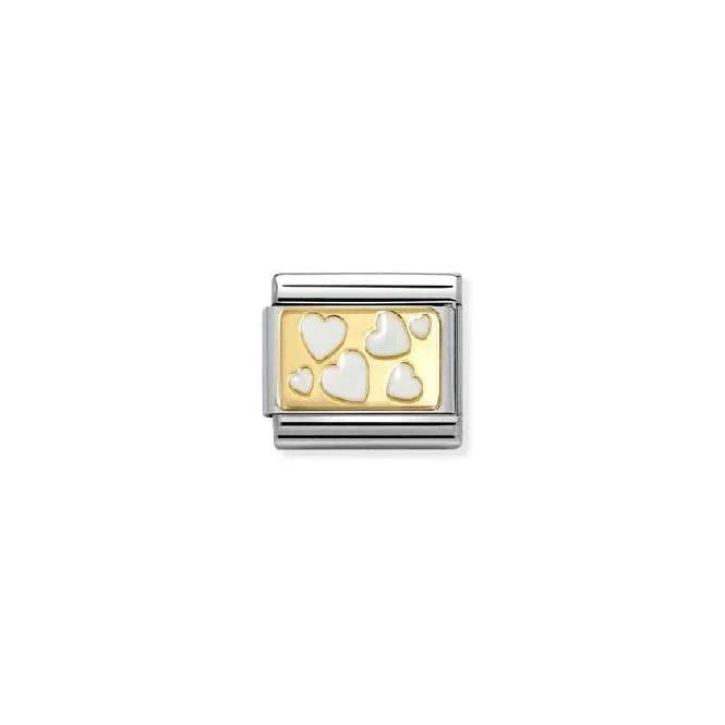 Classic Gold and Enamel White Scattered Hearts Love & Hearts Charms
