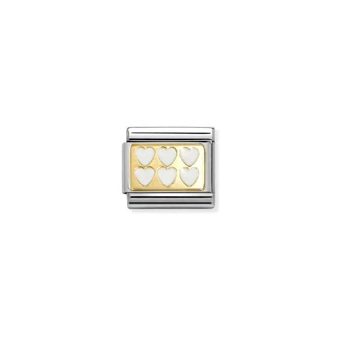 Classic Gold and Enamel White Line Hearts Love & Hearts Charms