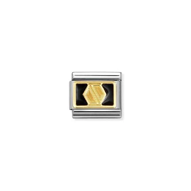 Classic Gold and Enamel Black Plate Nut Friends & Family Charms