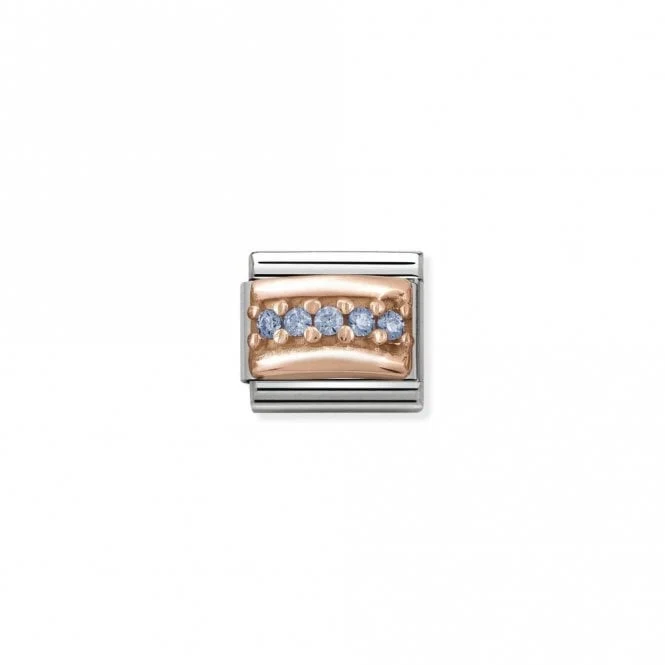 Classic Rose Gold CZ Pave Light Blue Sparkly Charms