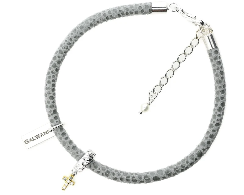 DAMENARMBAND, DESIGNER ARMBAND, LEDERARMBAND, SILBERSCHMUCK KREUZ