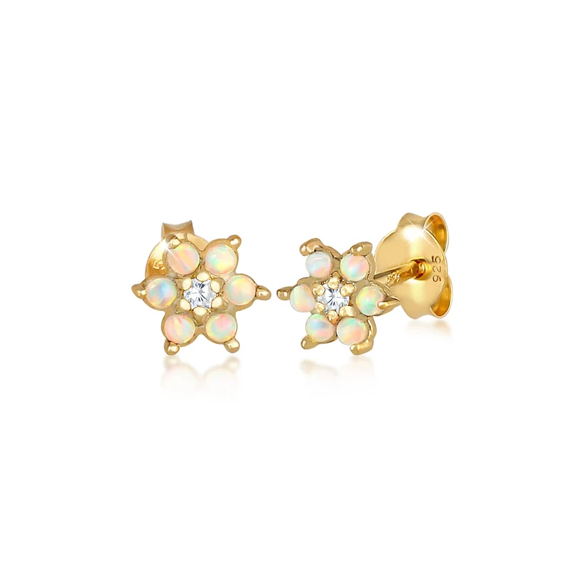 Ohrring Blume | Opal ( Weiß )