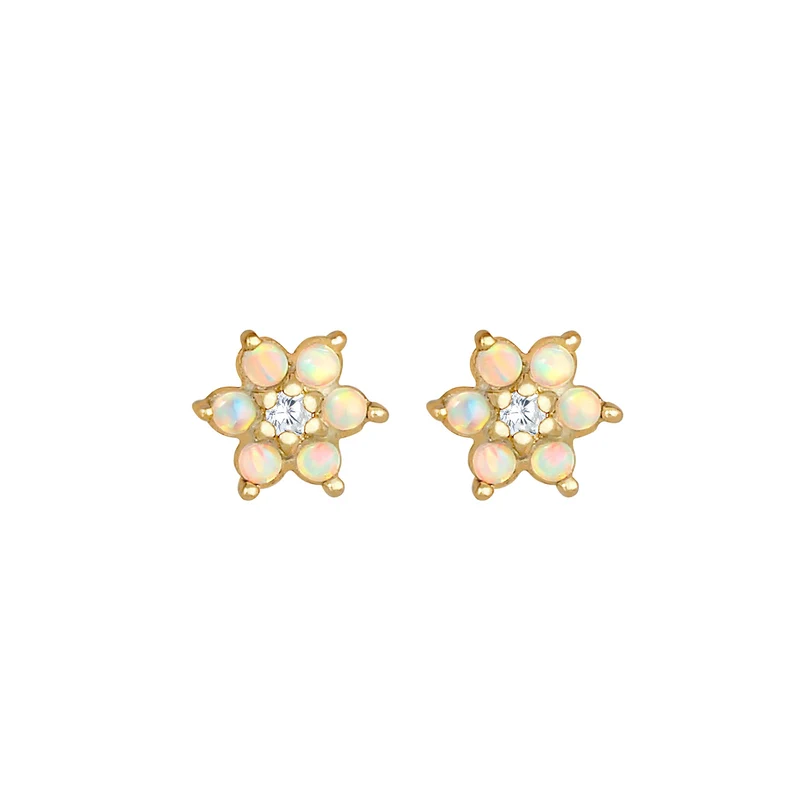 Ohrring Blume | Opal ( Weiß )