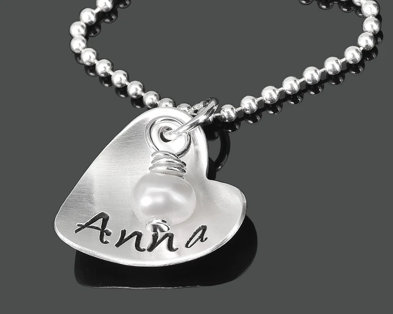 SILBER KETTE MIT HERZ, NAMENSKETTE, HERZ MIT NAMEN, VERLOBUNG