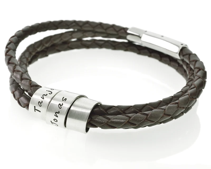LEDER ARMBAND HERREN NAMEN, MÄNNERARMBAND MIT GRAVUR