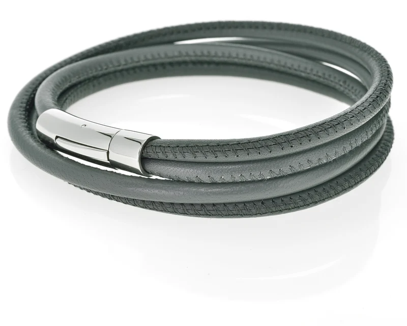 LEDERARMBAND, MÄNNER SCHMUCK, LEDER ARMBAND, GRAU