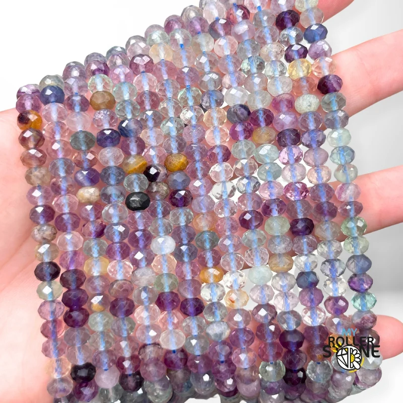 Regenbogenfluorit Facettierte Rondelle Perle