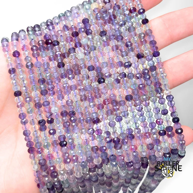 Regenbogenfluorit Facettierte Rondelle Perle