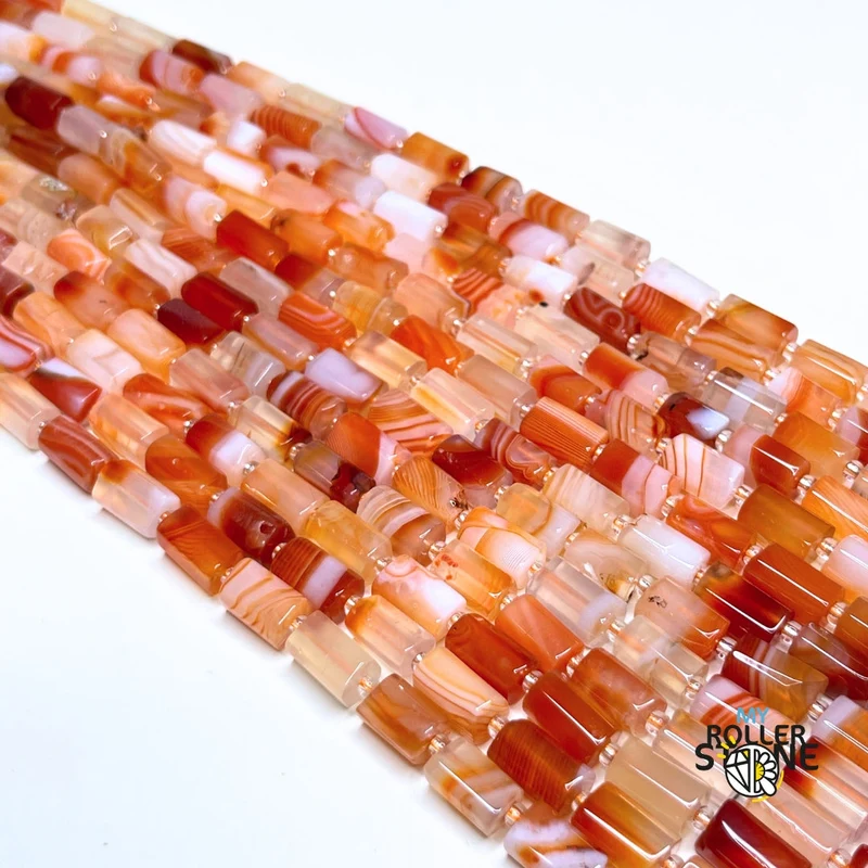 Orangefarbene Botswana-Achat-Säulenperle