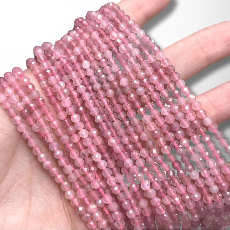 Facettierte Rosenquarzperle aus Madagaskar 3A