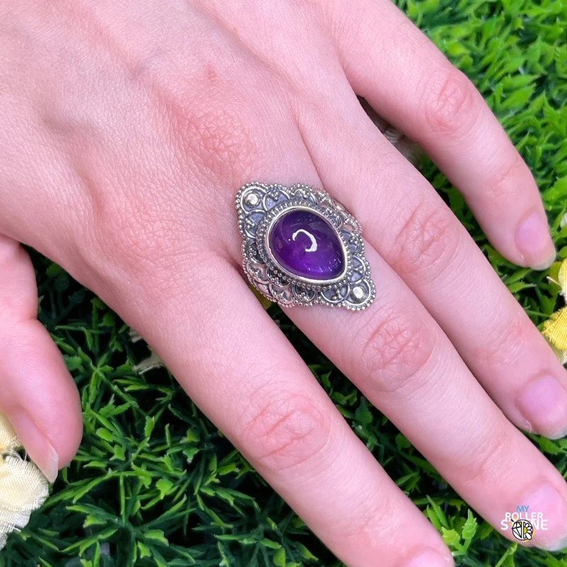 925 Silber Amethyst Ring #190
