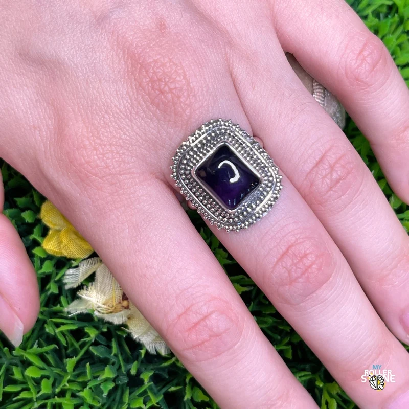 925 Silber Amethyst Ring #199